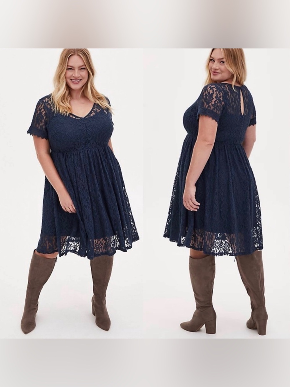Torrid Navy Lace Fit-and-Flare Midi Dress
